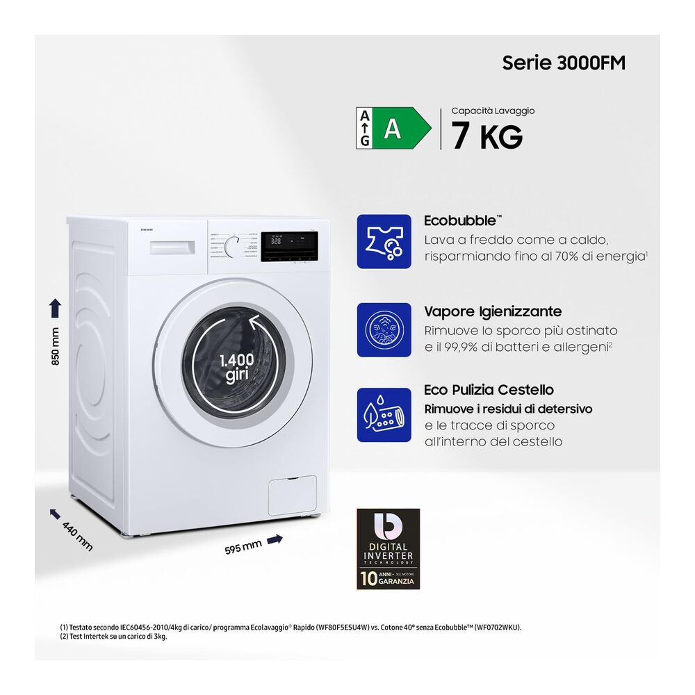 Alternative view of SAMSUNG WW70FG3M05TW LAV. 7KG SLIM
